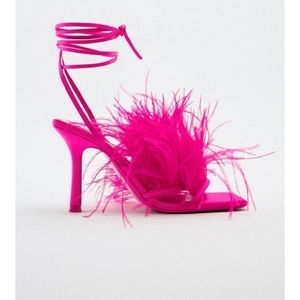 Zara Feathered High Heel Sandals